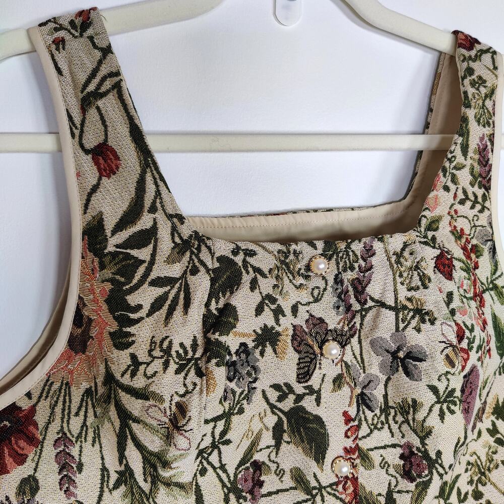Brocade Tapestry Corset Tank M Botanical Floral Milkmaid Cottagecore - Picture 3 of 7